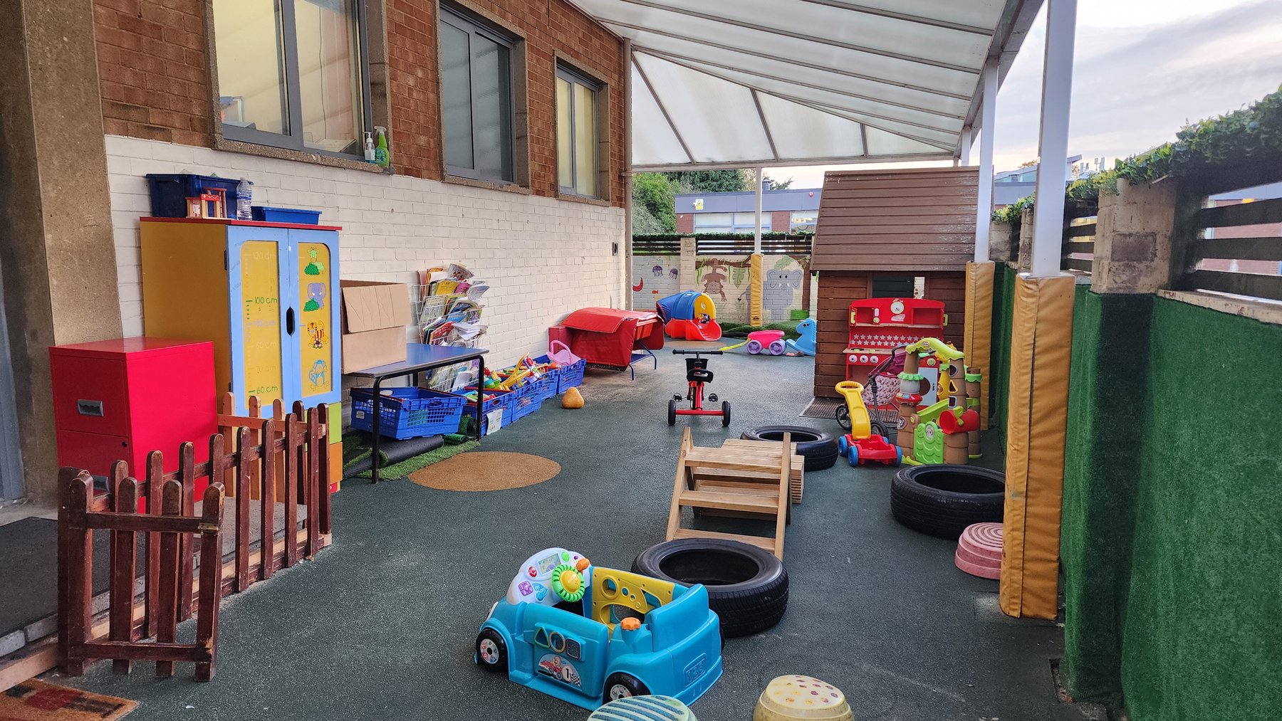 Baby room covered outdoor play area