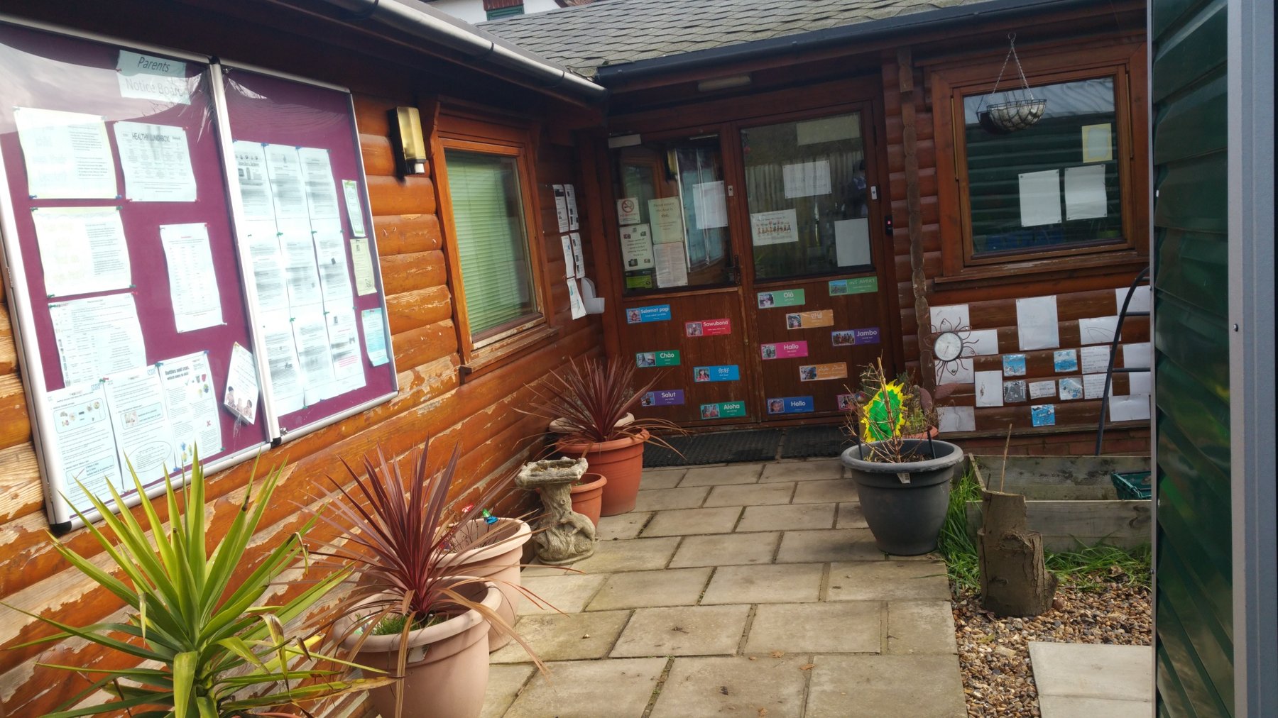 Dickory Docks nursery entrance and parents' notice board